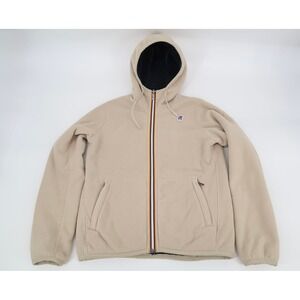 K-WAY Lily Polar Double Reversible Hoodie Jacket White Oatmeal Navy Women Size 7